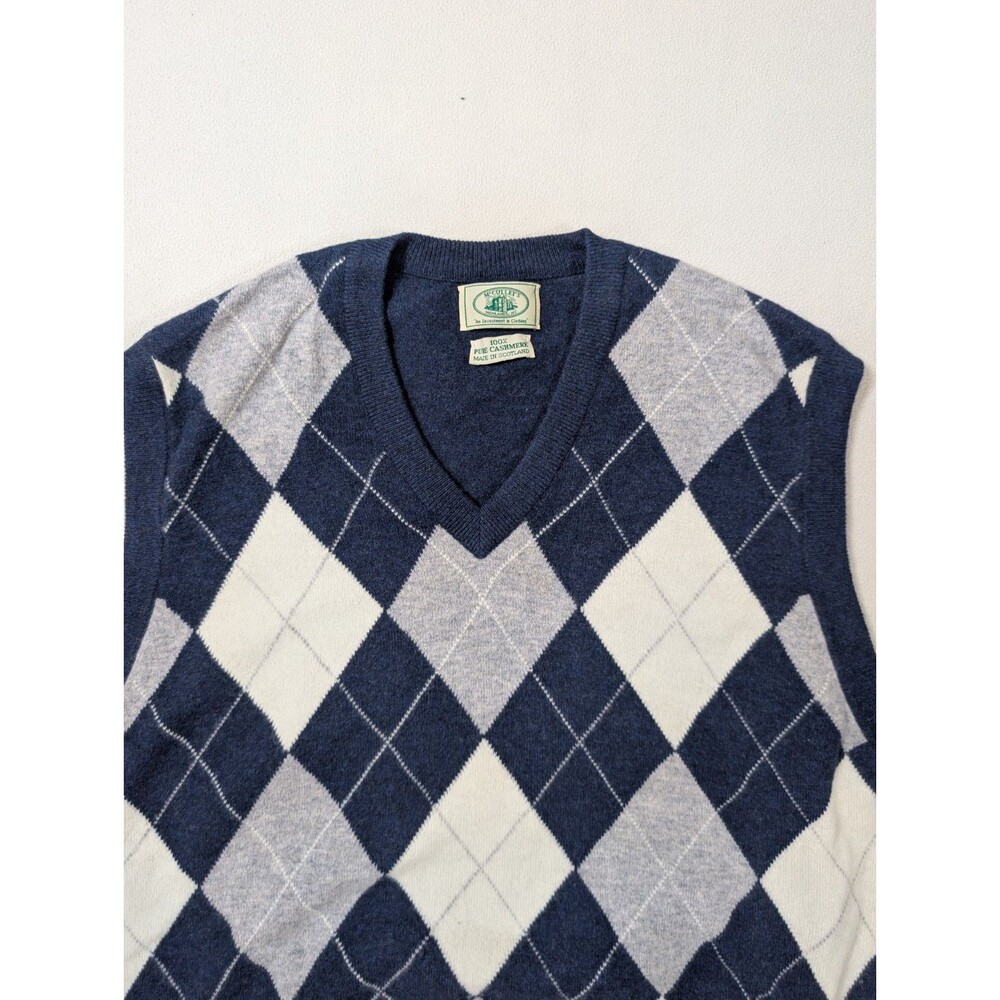 McCulley's 100% Cashmere Scotland Argyle Sweater Vest 46" XL-XXL
